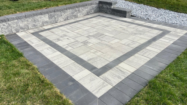 Belgard dimensions12 paver patio with double dark border 2025