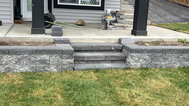 Retaining wall and steps by MBD landscaping team 2025